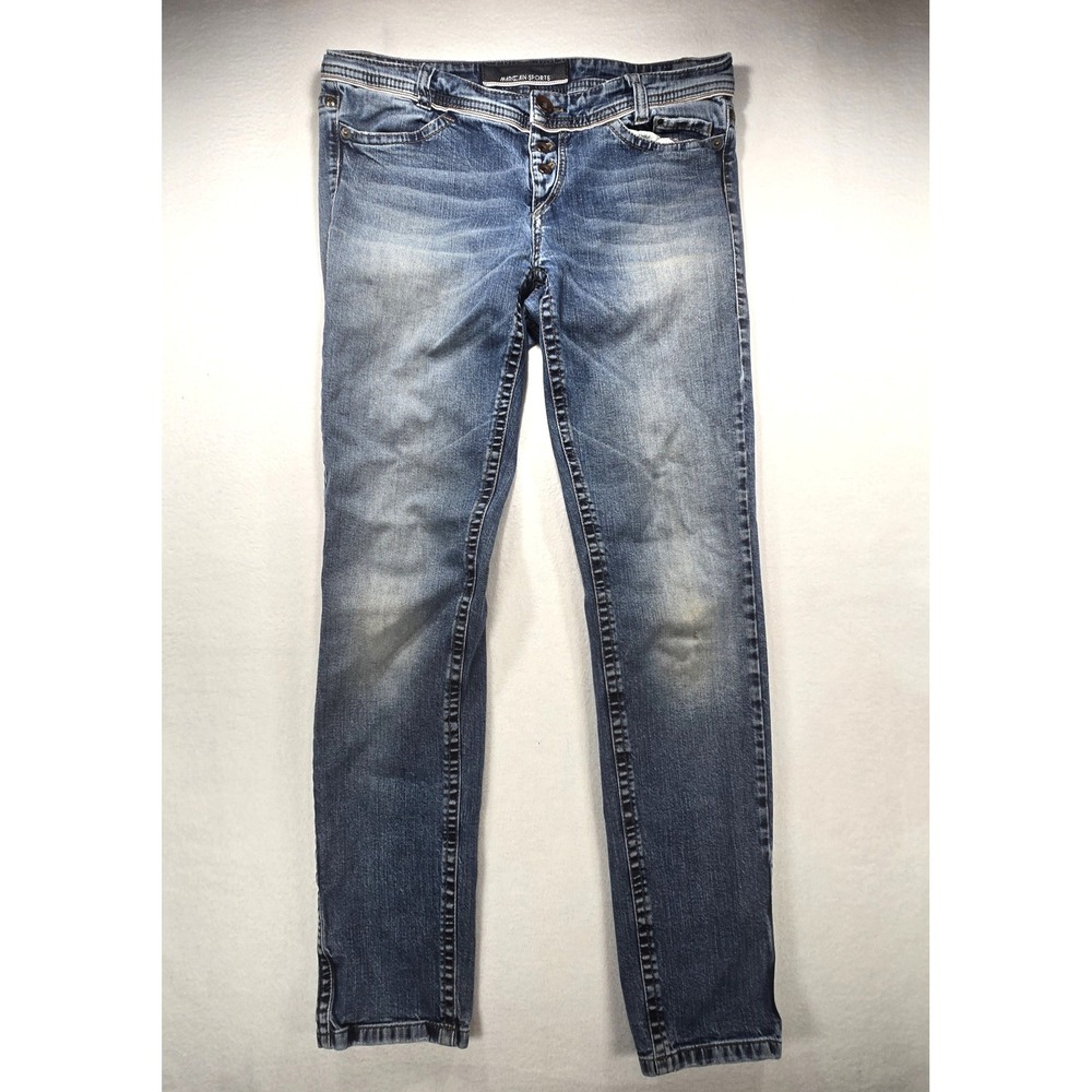 Marc Cain Sports Blue Denim Jeans Slim Straight Button Fly Zipper Pockets 33x30